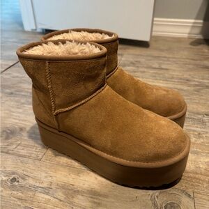 Tan Ugg Platform Ankle Boots